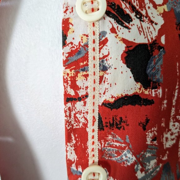 SPANNER Women's Button Down Jacket  Size 8  Orange Abstract  NWOT - Picture 4 of 6